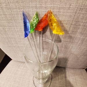 Drink stirrers, acrylic, fruit slices, set of 4- **3 sets available